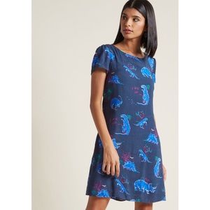 ModCloth Always On The Way Easy Fit Dress Dinosaur